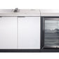 Rockpool 4B Flat Hood BBQ Kitchen | Teppanyaki BBQ Kitchen Package with Hampton Style White Cabinets, Stainless Steel Flat Hood, Fridge and Sink