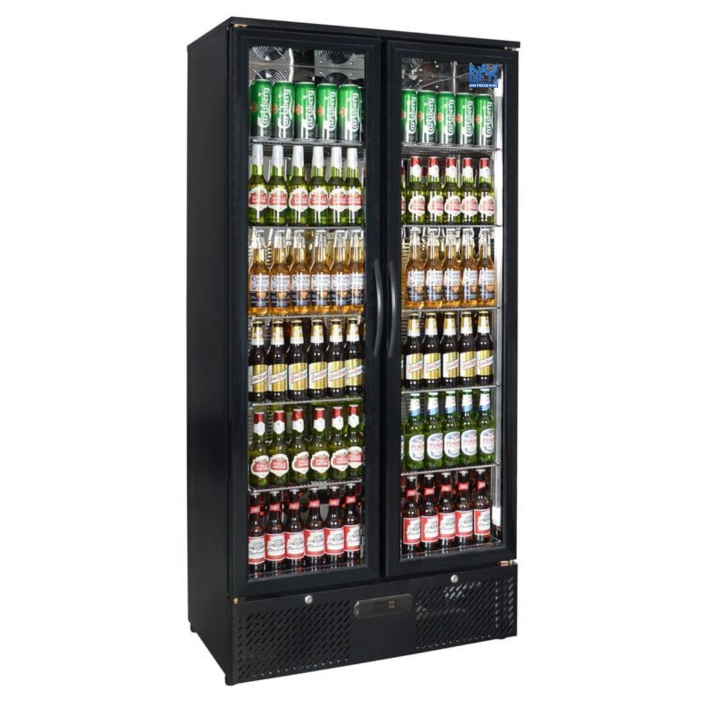 Double Door Commercial 458ltr Upright Wine Bar Fridge Black