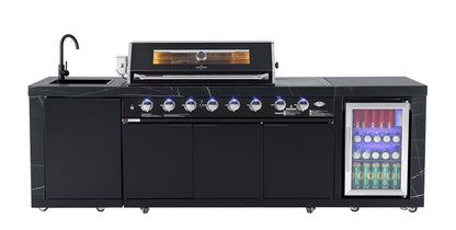 test rey 1 Rockpool 6 Burner + Wok BBQ Module (Fridge Sink Sold Seperate)- LPG BBQ Inc Rotisserie & BBQ Covers.