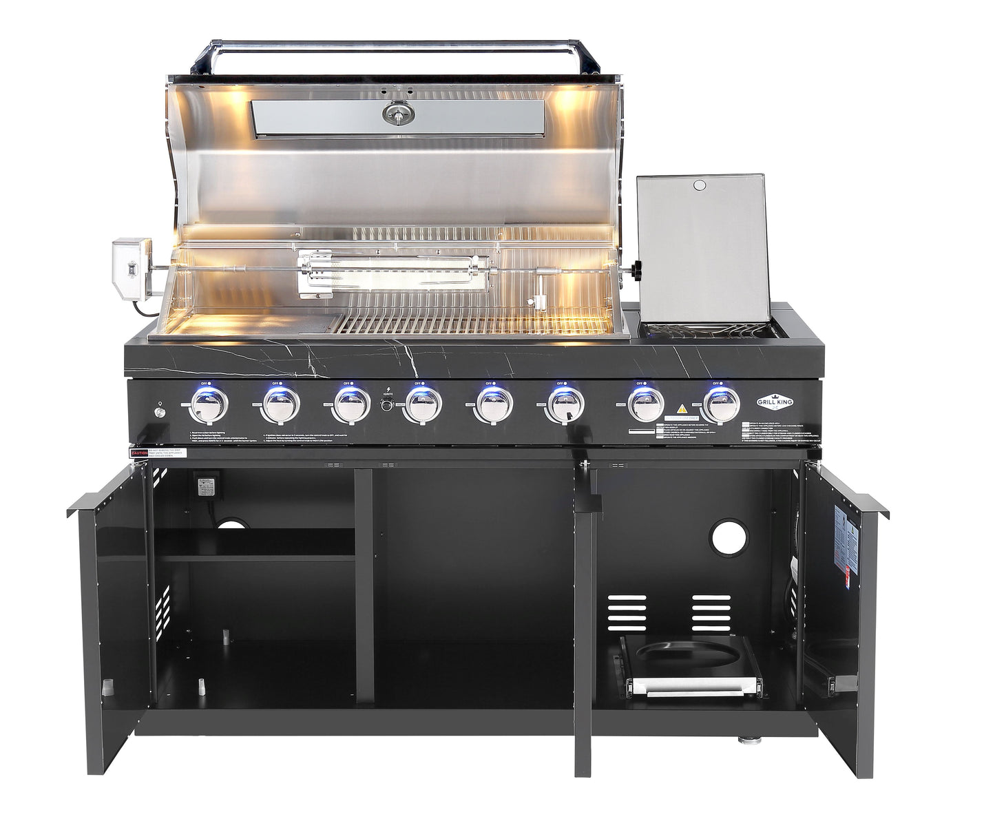 Rockpool Black XL 6B + Wok : Designer Outdoor Kitchen BBQ Package With Fridge, Sink, Rotisserie & BBQ Covers.