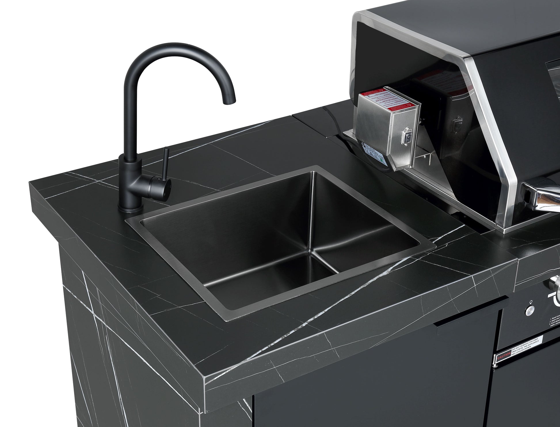 Rockpool Black 6B + 21” Kamado Smoker : Designer Outdoor Kitchen BBQ Package Inc Wok Burner, Fridge, Sink, Rotisserie & BBQ Covers