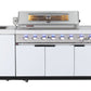 Rockpool 6B + Wok: White Designer 6 Burner Outdoor BBQ Kitchen Package: Inc White Bench, White Doors, Fridge & Sink