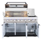 Rockpool 6B + Wok: White Designer 6 Burner Outdoor BBQ Kitchen Package: Inc White Bench, White Doors, Fridge & Sink