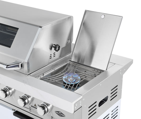 Rockpool White 6B + 21” Kamado Smoker : Designer Outdoor Kitchen BBQ Package Inc Wok Burner, Fridge, Sink, Rotisserie & BBQ Covers.