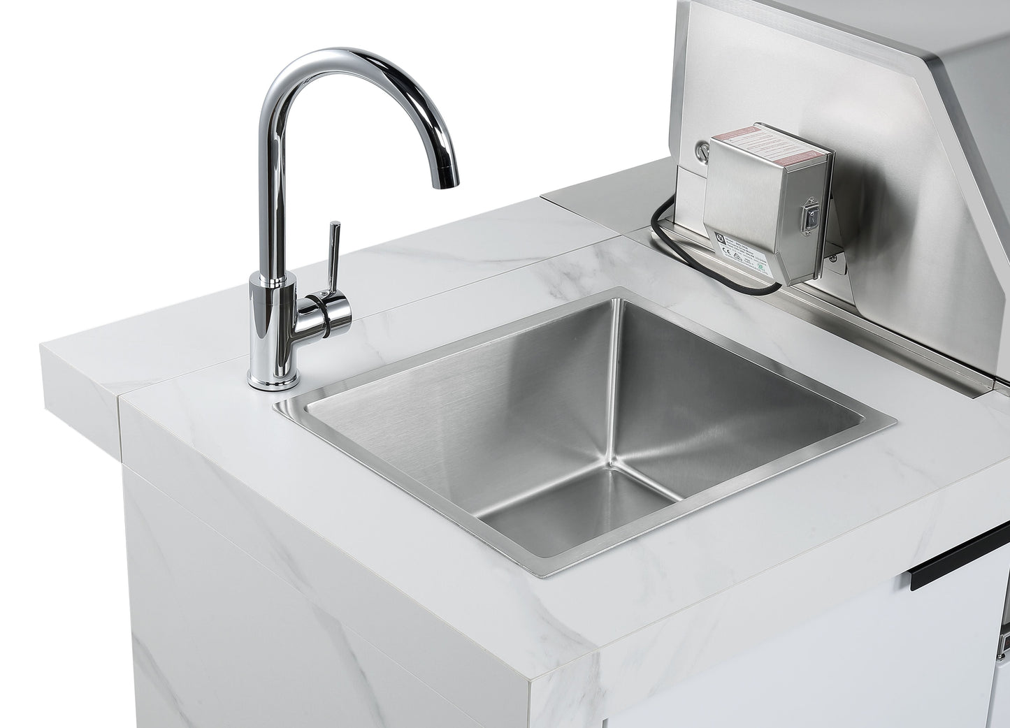 Rockpool White 6B + 188L Kegerator : Designer Outdoor Kitchen BBQ Package Inc Wok Burner, Fridge, Sink, Rotisserie & BBQ Covers.