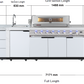 Rockpool 6B + Wok: White Designer 6 Burner Outdoor BBQ Kitchen Package: Inc White Bench, White Doors, Fridge & Sink