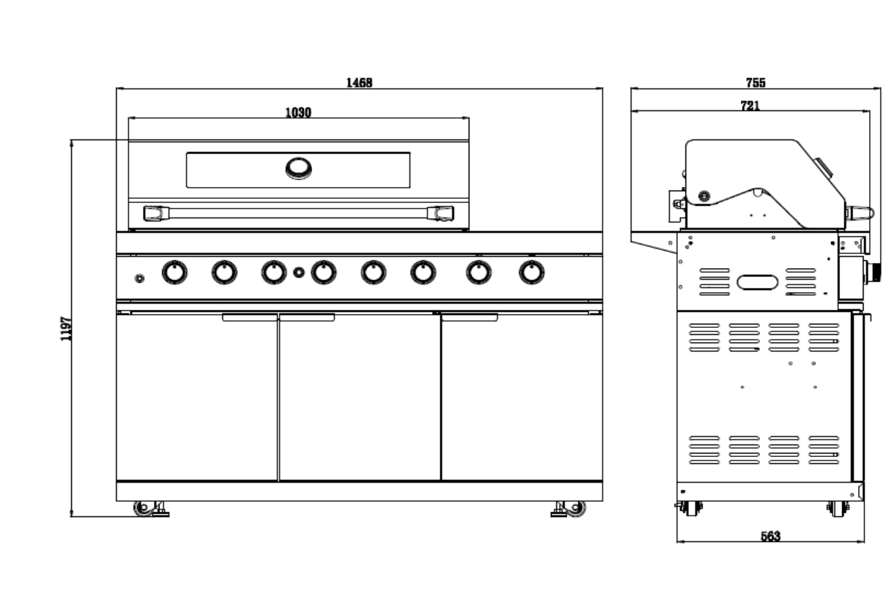 Rockpool 6B + Wok: White Designer 6 Burner Outdoor BBQ Kitchen Package: Inc White Bench, White Doors, Fridge & Sink