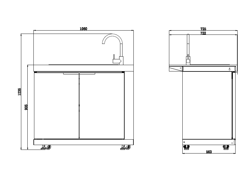 Rockpool Black 6B Outdoor Kitchen BBQ Package, Fridge, Sink, Rear infrared burner