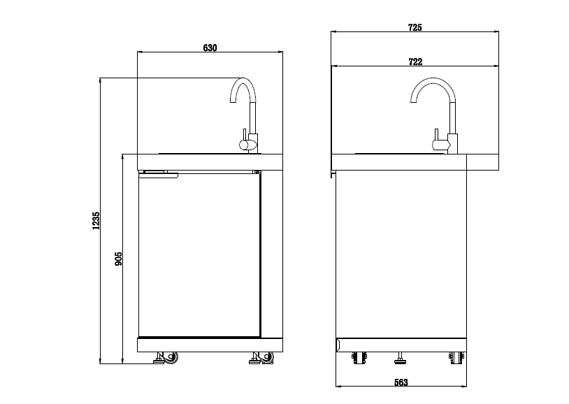 Rockpool 4B: Designer Black Outdoor BBQ Kitchen Package inc Fridge, Sink Rear Infrared, Rotisserie, BBQ Cover