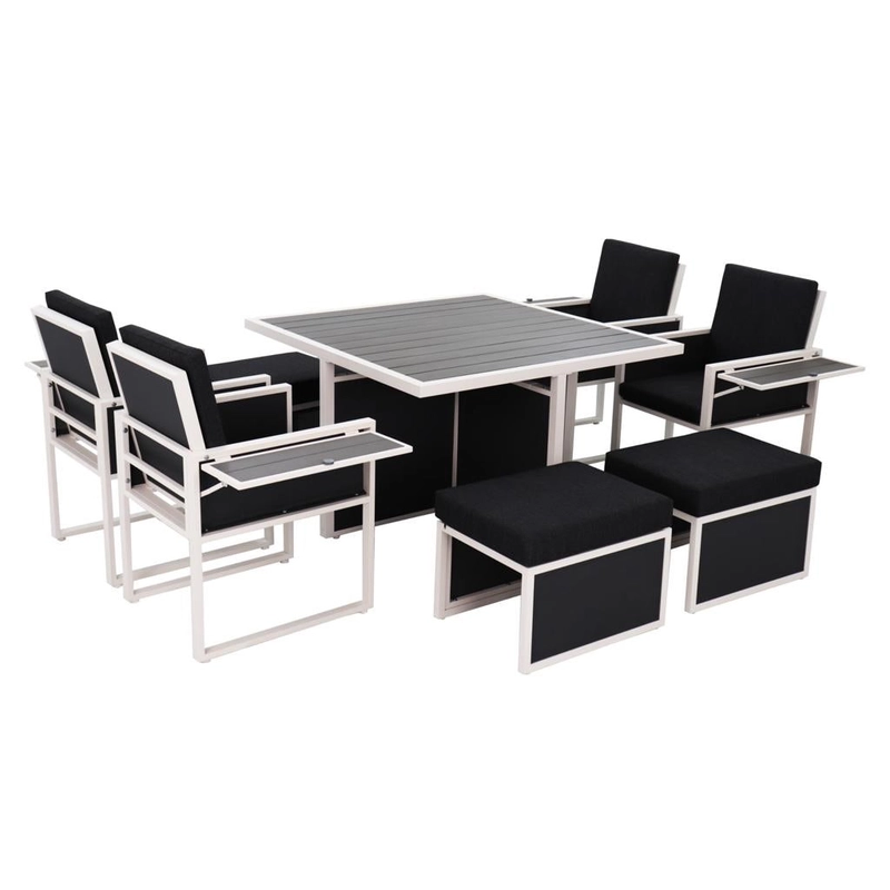 Ariana Dining Set: White Aluminium Designer Outdoor Living Set