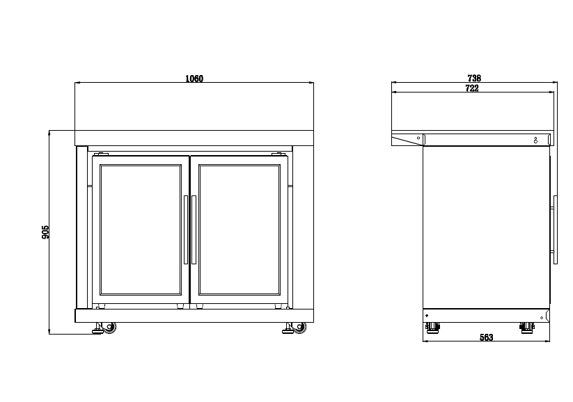 Right Side Twin Fridge Module Suits Rockpool Black BBQ Kitchen Package Inc Stone Finishes, Aluminum Powder coated Cabinets, Castor Wheels