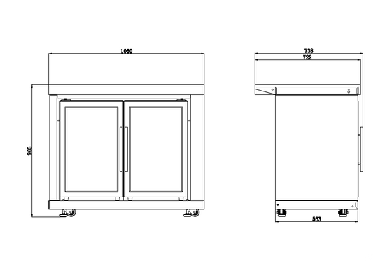 Right Side Twin Fridge Module Suits Rockpool Black BBQ Kitchen Package Inc Stone Finishes, Aluminum Powder coated Cabinets, Castor Wheels