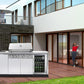 Rockpool White 4B: Designer Outdoor BBQ Kitchen Matt White Stone + White Doors, Fridge & Sink