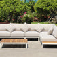 ARI Ralph White Hampton Corner Set - Outdoor Aluminium & Acacia Modular Corner Lounge White Aluminium with White Fabric