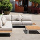 ARI Ralph White Hampton Corner Set - Outdoor Aluminium & Acacia Modular Corner Lounge White Aluminium with White Fabric