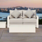 Executive 5 Piece Sofa Set: White Hampton Style with Industrial Aluminium Frame and Element-Resistant Fabric